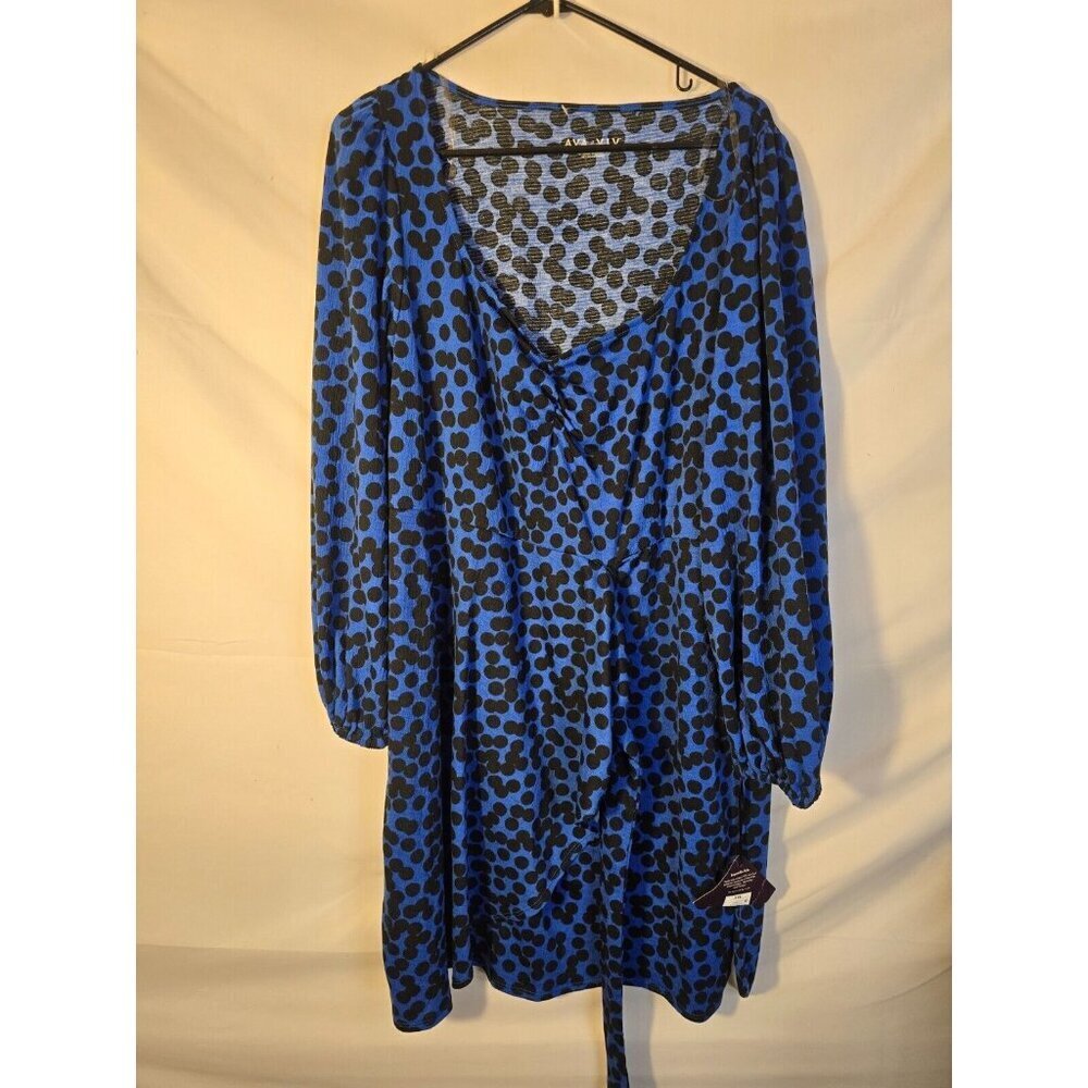 Ava & Viv Blue Baddie Dress Polka Dot Dress Women’s Plus 2X XXL New Mobwife